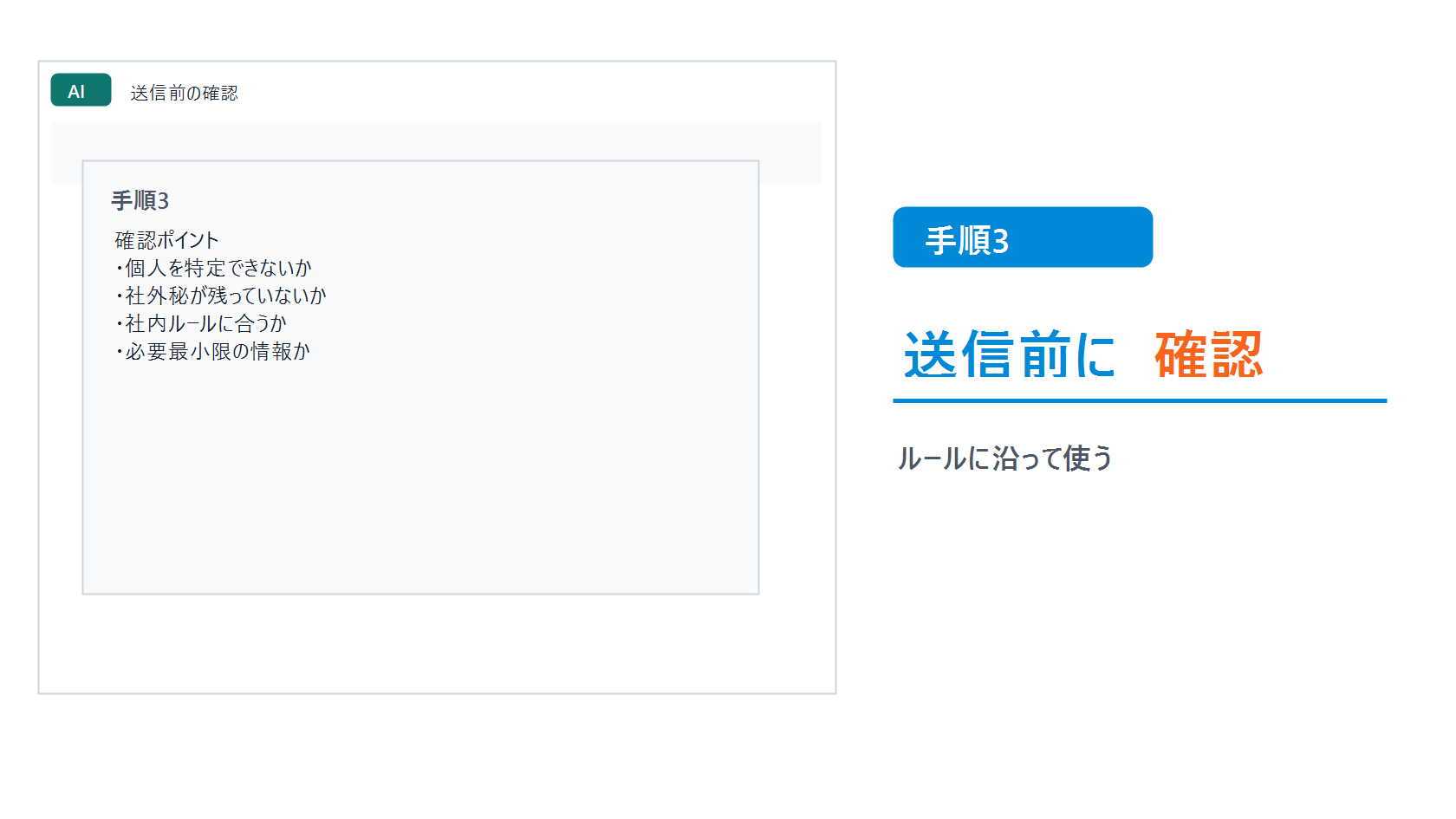 AIに入力する前に個人情報を伏せる基本ルールのstep3画像
