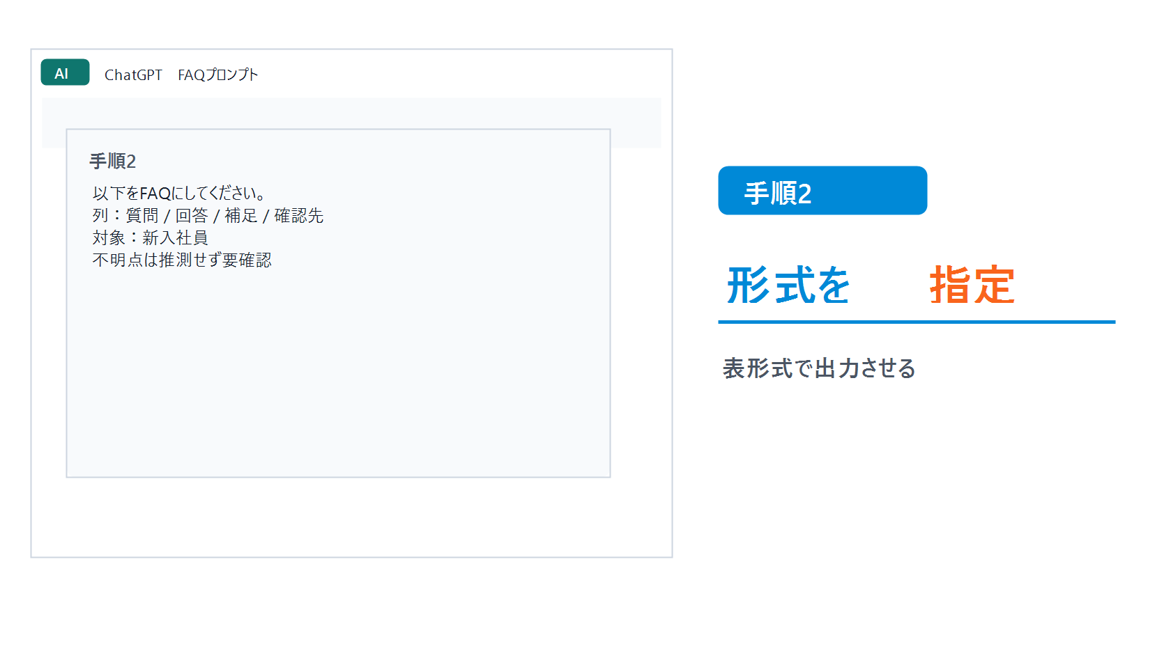 ChatGPTで社内FAQのたたき台を作る基本手順のstep2画像